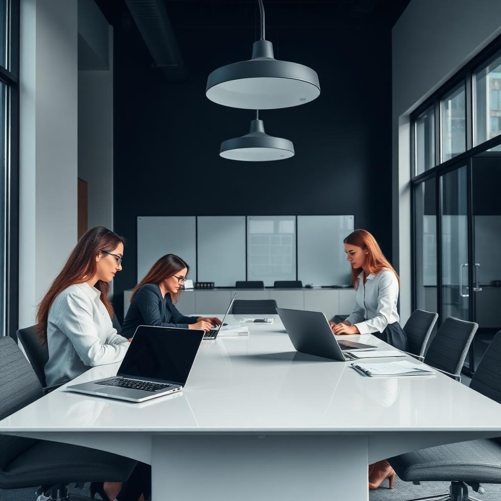 Professional services team collaborating in a modern office